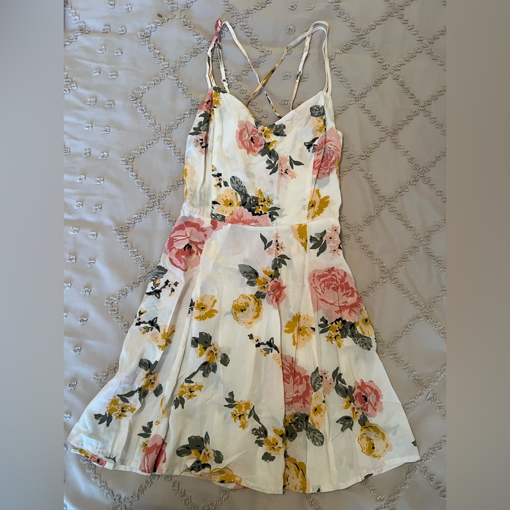 White Cream Spaghetti Strap Sundress Mini